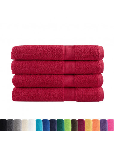 Asciugamani Premium 4 pz Rossi 100x200 cm 600 g/m² 100% Cotone