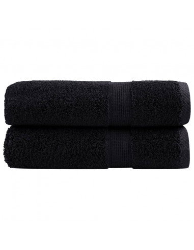 Asciugamani da Doccia 2 pz Neri 70x140 cm 600g/m² 100% Cotone