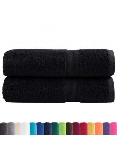 Asciugamani da Doccia 2 pz Neri 70x140 cm 600g/m² 100% Cotone