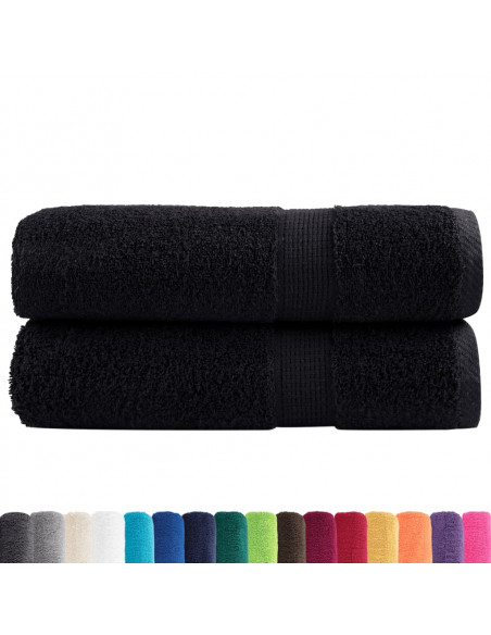 Asciugamani da Doccia 2 pz Neri 70x140 cm 600g/m² 100% Cotone