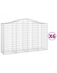 Cesti Gabbioni ad Arco 6 pz 200x50x120/140 cm Ferro Zincato 2