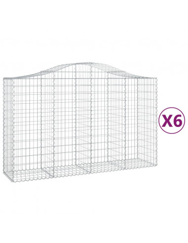Cesti Gabbioni ad Arco 6 pz 200x50x120/140 cm Ferro Zincato