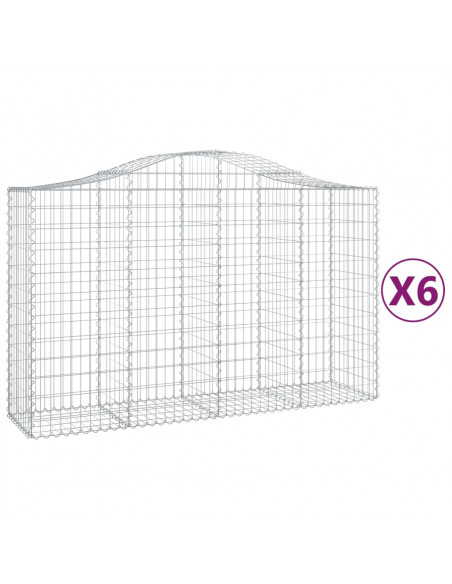 Cesti Gabbioni ad Arco 6 pz 200x50x120/140 cm Ferro Zincato