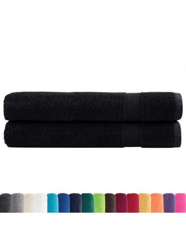 Asciugamani 2 pz Neri 100x200 cm 600 g/m² 100% Cotone
