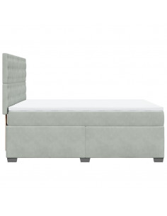 Giroletto a Molle con Materasso Grigio Chiaro 140x200cm Velluto