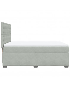 Giroletto a Molle con Materasso Grigio Chiaro 160x200cm Velluto