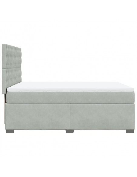 Giroletto a Molle con Materasso Grigio Chiaro 160x200cm Velluto