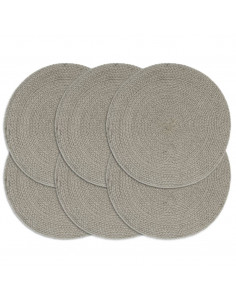 Tovagliette 6 pz Grigio Neutro 38 cm Rotonde in Cotone 2