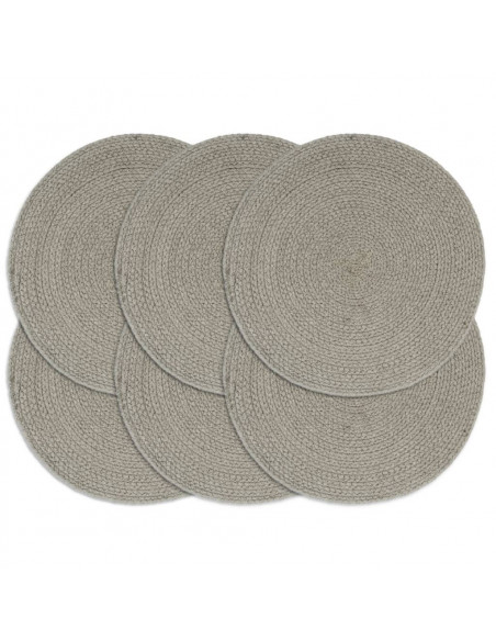Tovagliette 6 pz Grigio Neutro 38 cm Rotonde in Cotone
