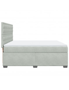 Giroletto a Molle con Materasso Grigio Chiaro 180x200cm Velluto