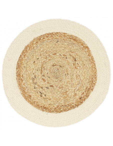Tovagliette 6 pz Naturale Neutro 38 cm Rotonde in Juta e Cotone