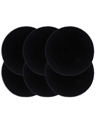 Tovagliette 6 pz Nero Neutro 38 cm Rotonde in Cotone
