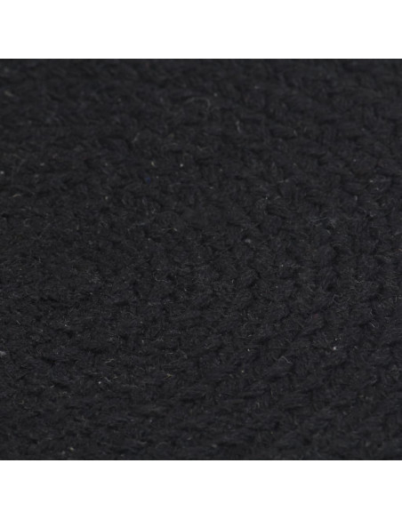Tovagliette 6 pz Nero Neutro 38 cm Rotonde in Cotone