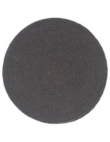 Tovagliette 6 pz Grigio Scuro Neutro 38 cm Rotonde in Cotone