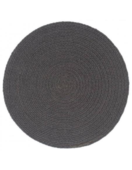 Tovagliette 6 pz Grigio Scuro Neutro 38 cm Rotonde in Cotone