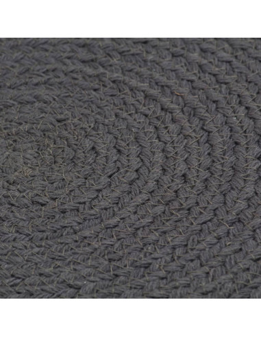 Tovagliette 6 pz Grigio Scuro Neutro 38 cm Rotonde in Cotone