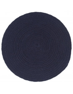 Tovagliette 6 pz Blu Marino Neutro 38 cm Rotonde in Cotone 2