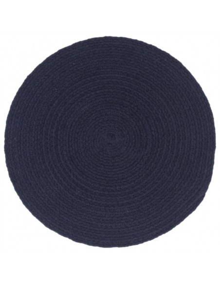 Tovagliette 6 pz Blu Marino Neutro 38 cm Rotonde in Cotone