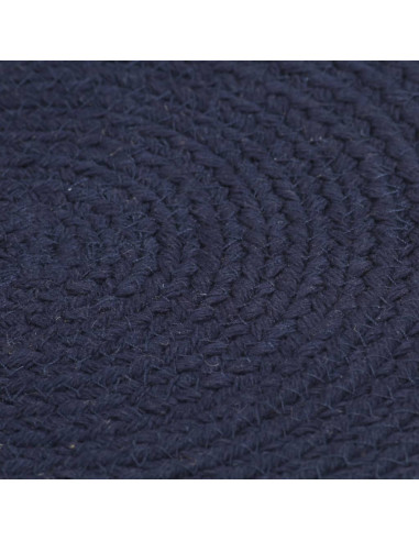 Tovagliette 6 pz Blu Marino Neutro 38 cm Rotonde in Cotone