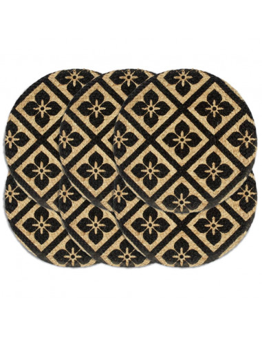 Tovagliette 6 pz Nere 38 cm Rotonde in Juta