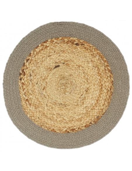 Tovagliette 6 pz Naturale e Grigio 38 cm in Juta e Cotone