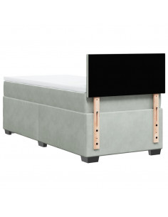 Giroletto a Molle con Materasso Grigio Chiaro 90x190 cm Velluto