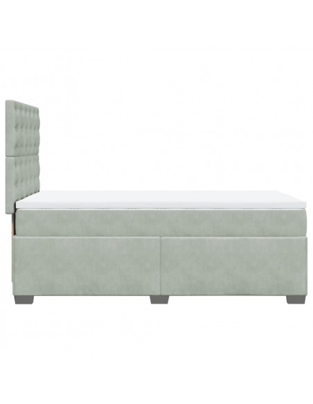 Giroletto a Molle con Materasso Grigio Chiaro 90x200 cm Velluto