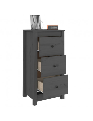 Credenze 2 pz Grigie 40x35x80 cm in Legno Massello di Pino