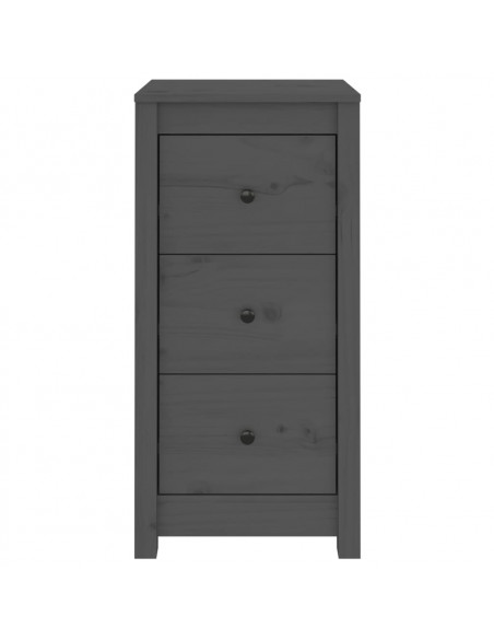 Credenze 2 pz Grigie 40x35x80 cm in Legno Massello di Pino