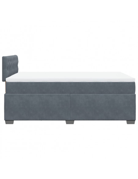 Giroletto a Molle con Materasso Grigio Scuro 120x200 cm Velluto
