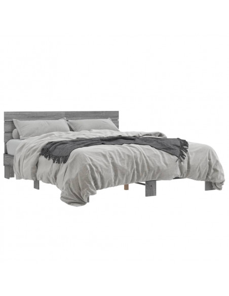 Giroletto Grigio Sonoma 160x200 cm in Legno Multistrato Metallo