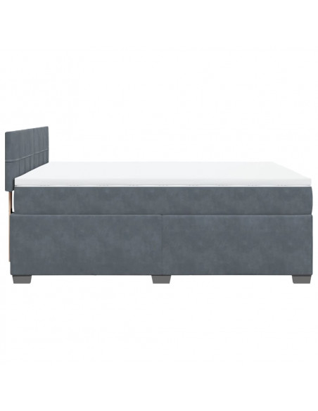 Giroletto a Molle con Materasso Grigio Scuro 140x190 cm Velluto
