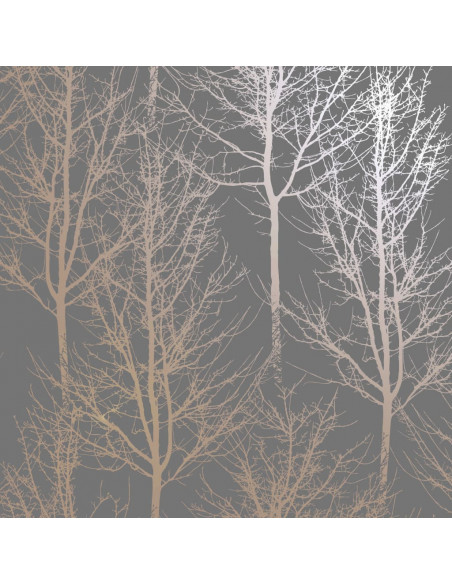 DUTCH WALLCOVERINGS Carta da Parati Rhea Trees Grigia e Oro Rosa