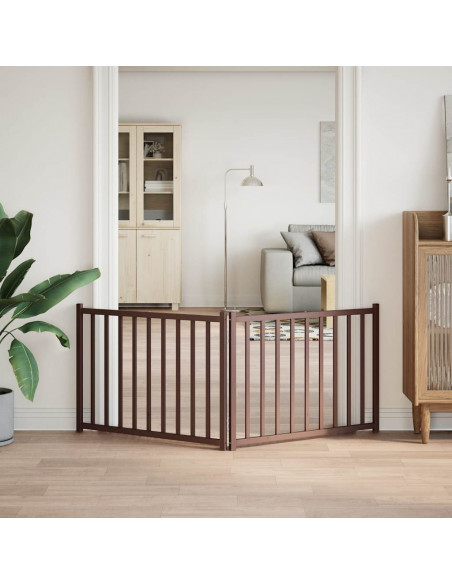 Cancello Cani Pieghevole 2Pannelli Marrone 160cm Massello Abete