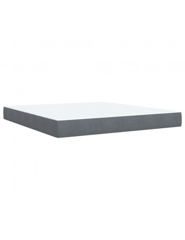 Giroletto a Molle con Materasso Grigio Scuro 180x200 cm Velluto