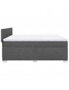 Giroletto a Molle con Materasso Grigio Scuro 200x200 cm Tessuto