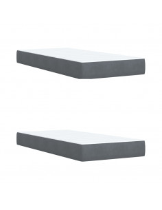 Giroletto a Molle con Materasso Grigio Scuro 200x200 cm Velluto