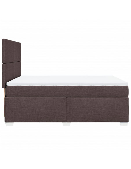 Giroletto a Molle con Materasso Marrone Scuro 160x200cm Tessuto