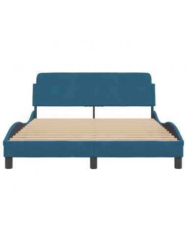 Giroletto con Testiera Blu 140x190 cm in Velluto