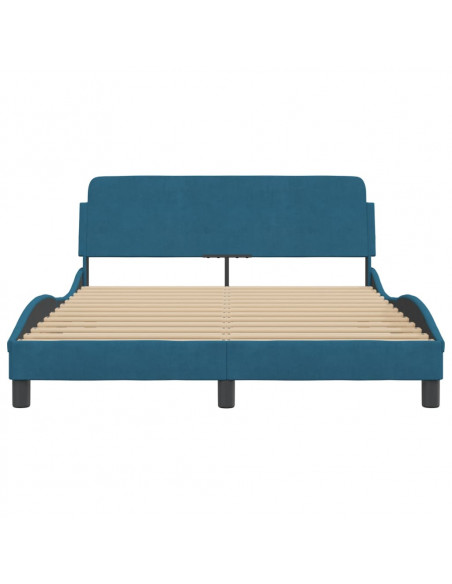 Giroletto con Testiera Blu 140x190 cm in Velluto