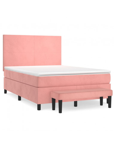 Giroletto a Molle con Materasso Rosa 140x200 cm in Velluto