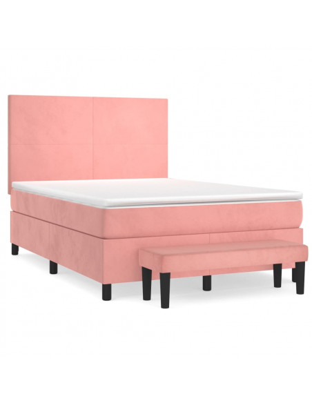 Giroletto a Molle con Materasso Rosa 140x200 cm in Velluto