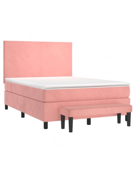 Giroletto a Molle con Materasso Rosa 140x200 cm in Velluto