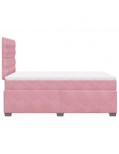 Giroletto a Molle con Materasso Rosa 120x190 cm in Velluto