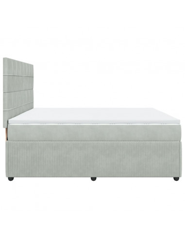 Giroletto a Molle con Materasso Grigio Chiaro 200x200cm Velluto