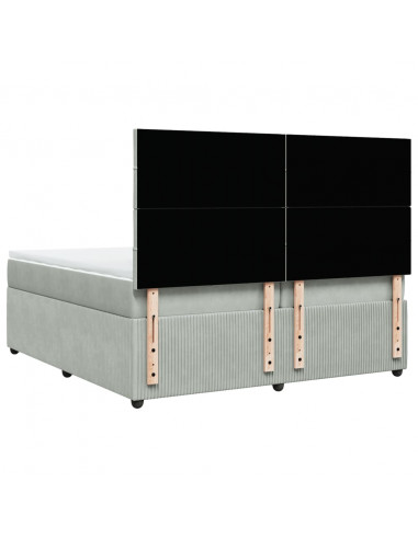 Giroletto a Molle con Materasso Grigio Chiaro 200x200cm Velluto