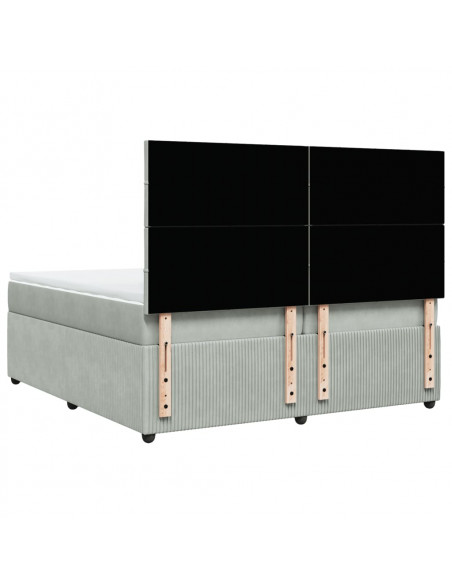Giroletto a Molle con Materasso Grigio Chiaro 200x200cm Velluto