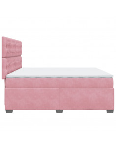 Giroletto a Molle con Materasso Rosa 200x200 cm in Velluto