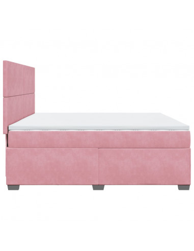 Giroletto a Molle con Materasso Rosa 200x200 cm in Velluto