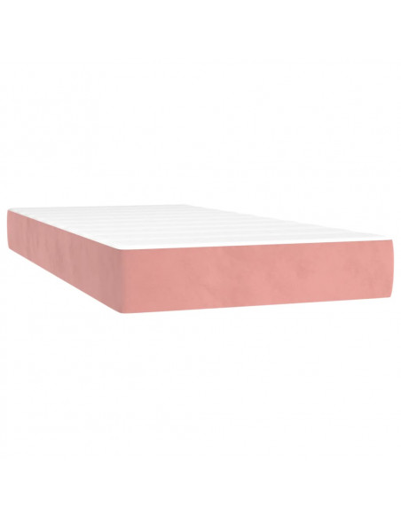 Giroletto a Molle con Materasso Rosa 90x190 cm in Velluto